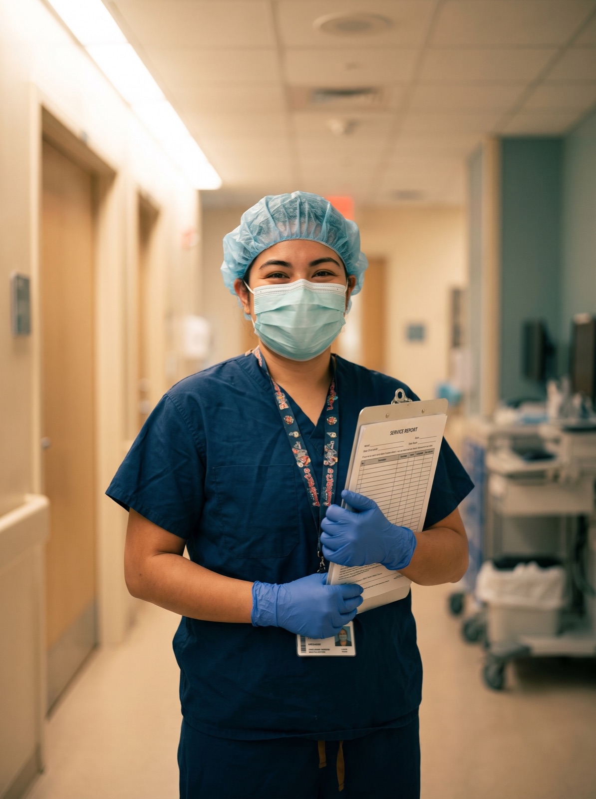 Vector technician holding a service report clipboard