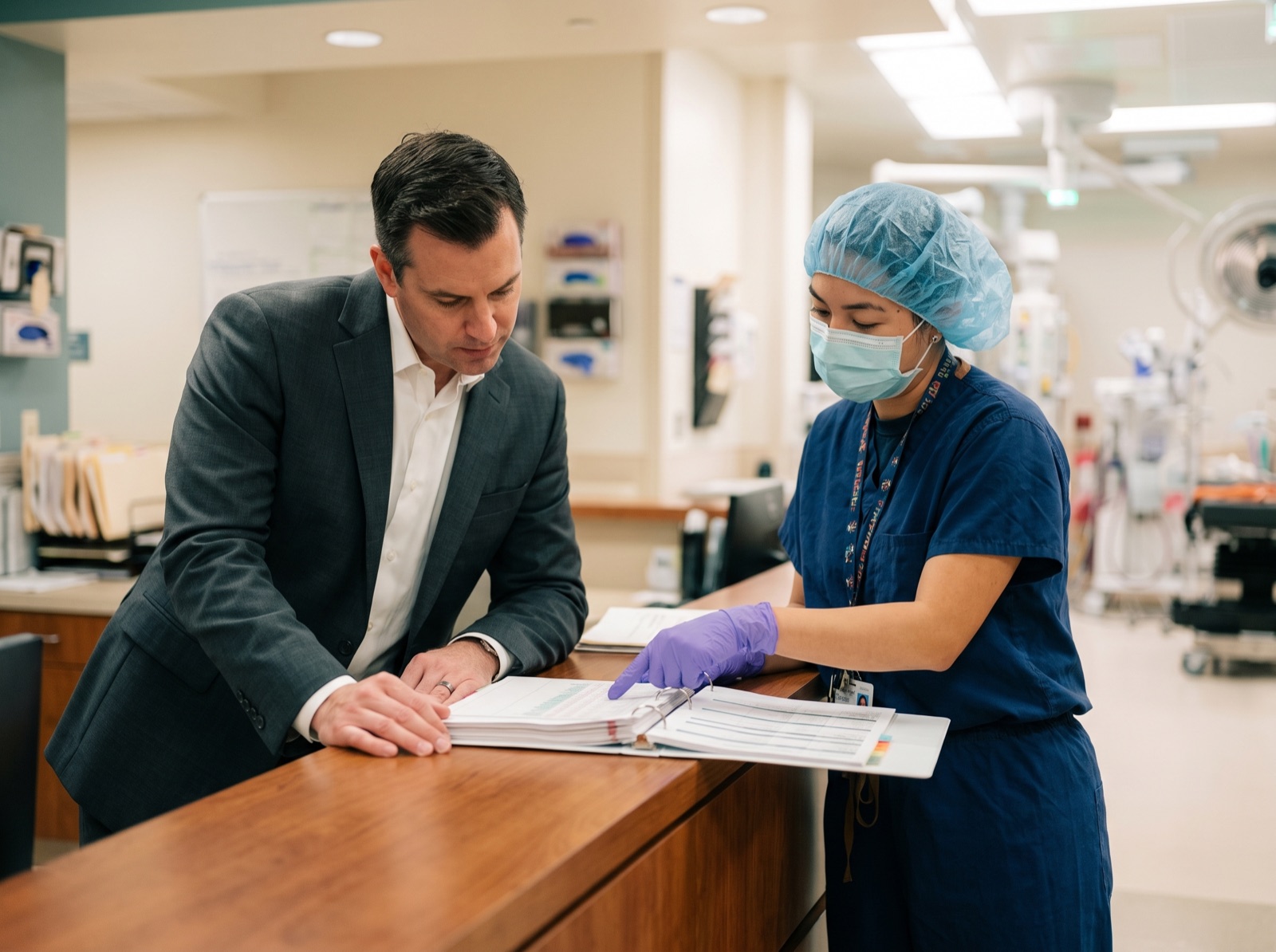 Facility director reviewing documentation with a Vector technician