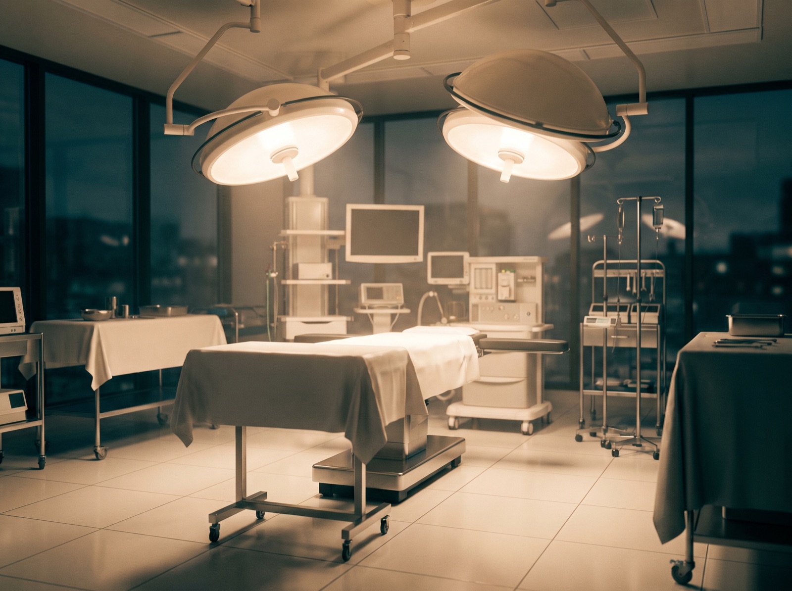 Pristine operating room at rest after a terminal clean
