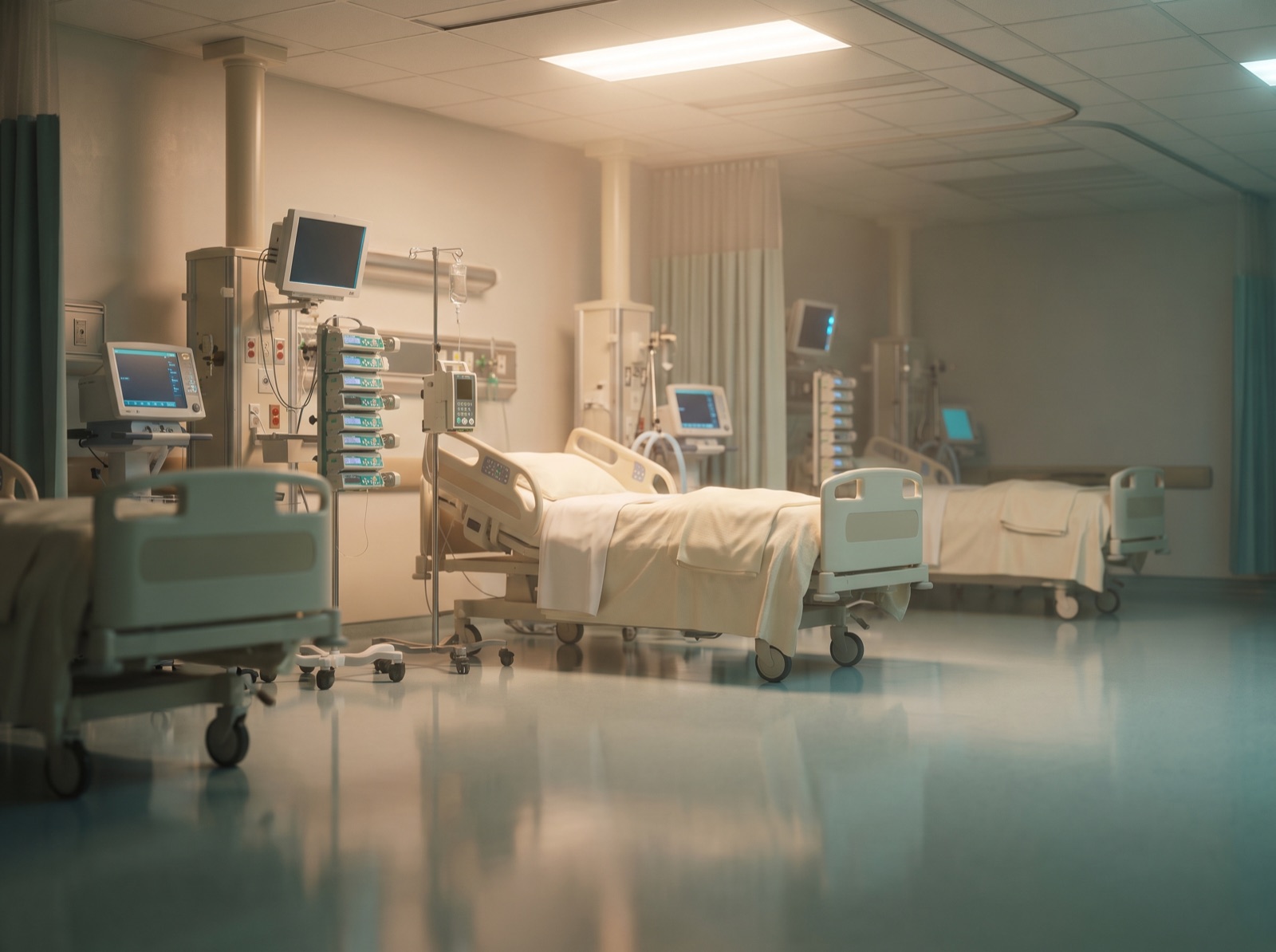Immaculate ICU room with medical monitors