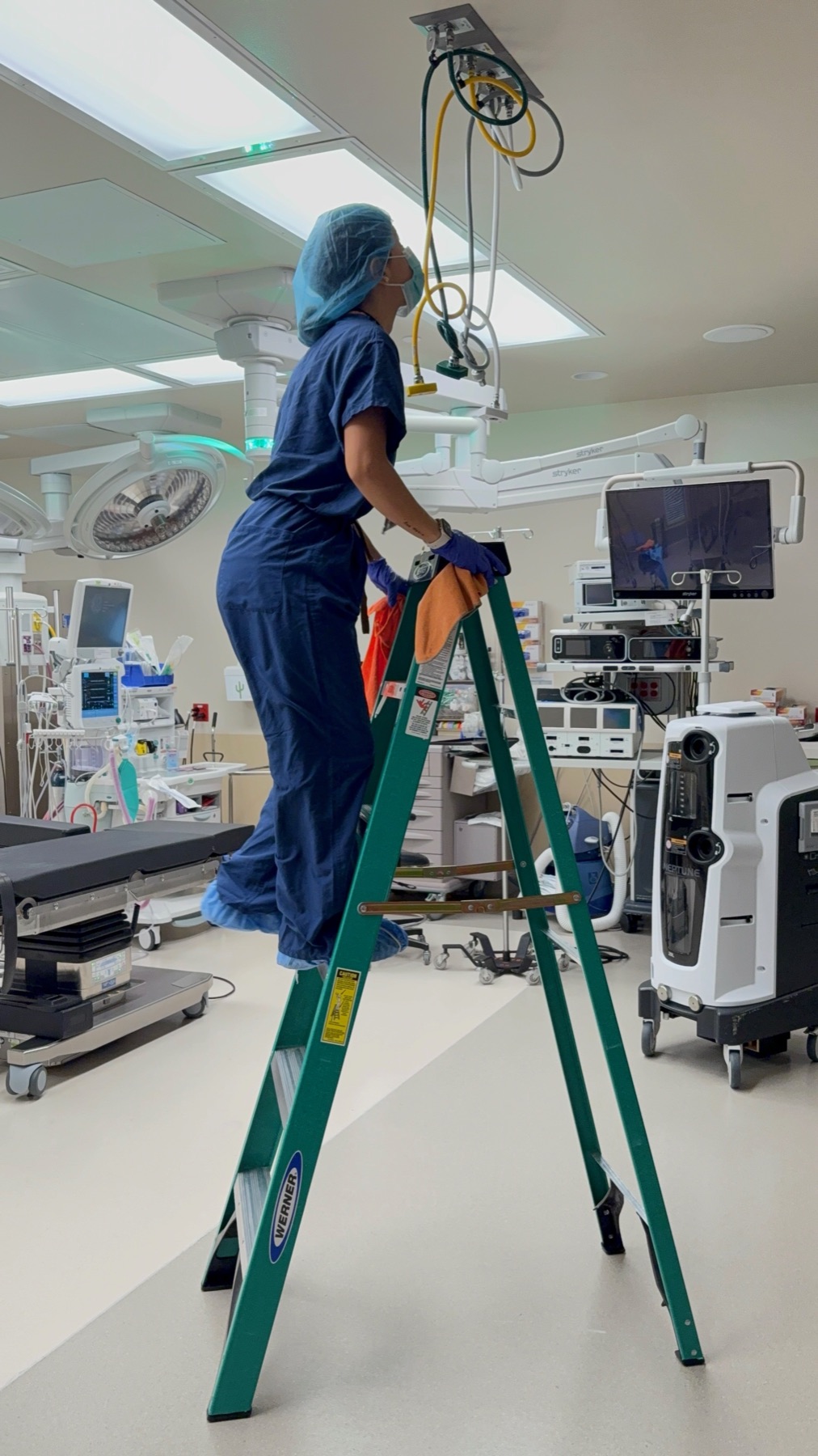 Ladder work above the surgical field