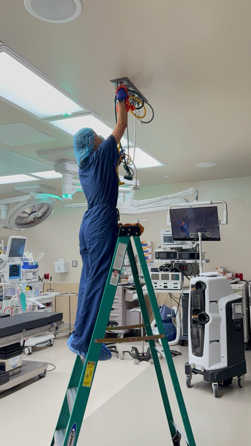 Ladder positioned over the surgical field